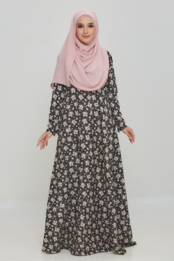 JUBAH PRINTED 38.12 - BLACK